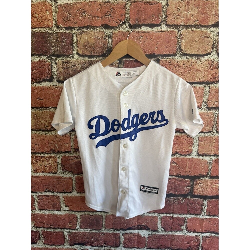 Majestic Los Angeles Dodgers Kershaw White Blue Youth S Jersey #22 Baseball MLB